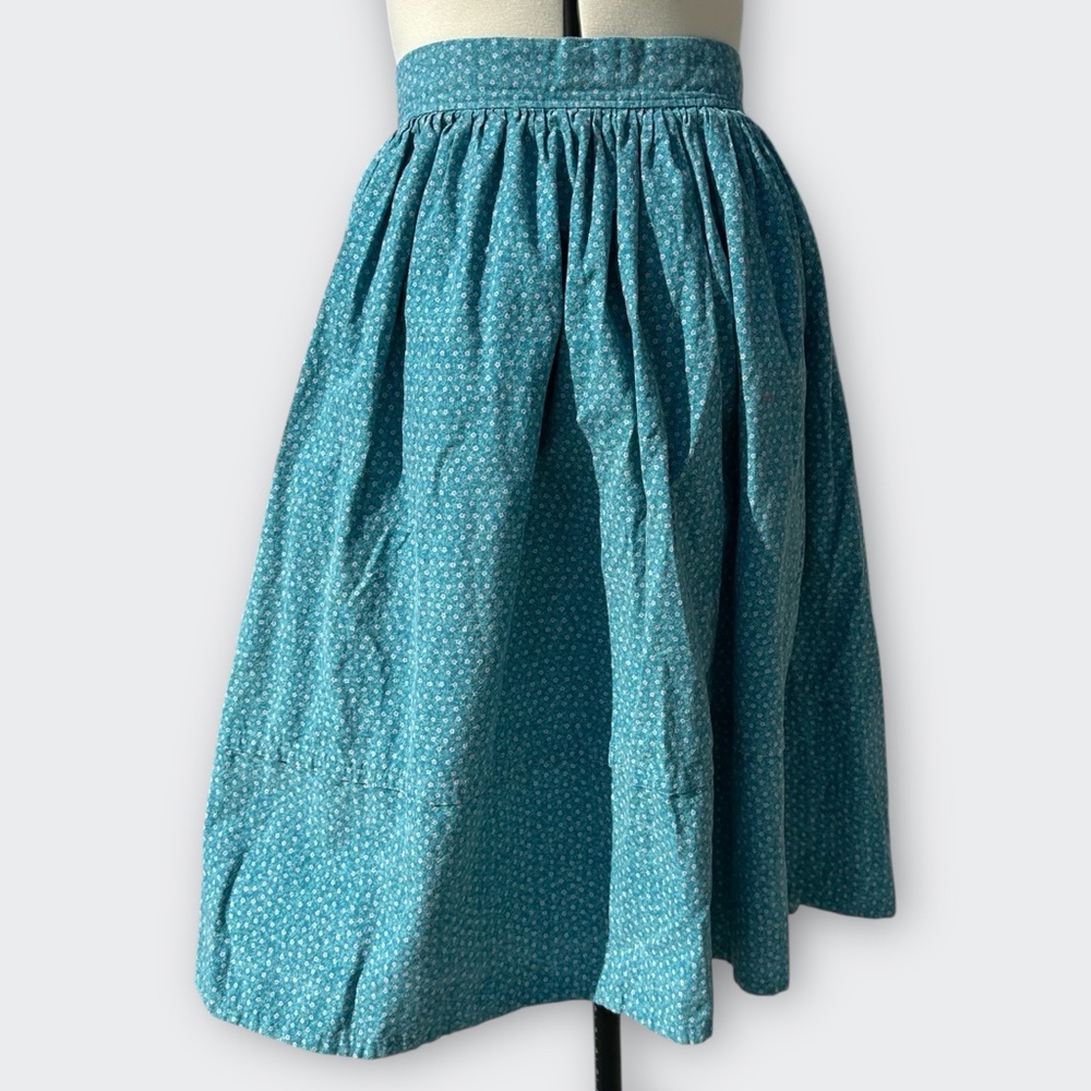 5 for $50 Vintage Teal Blue Floral Midi Skirt Boho Prairie Indie Cottagecore